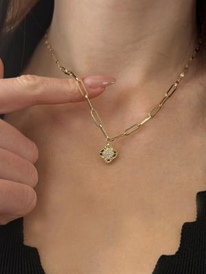 14 Ayar Altın Yonca Figürlü Ataç Zincir Set