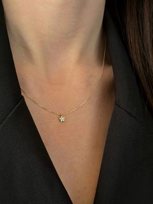 14 Ayar Altın Yonca Figürlü Tasarım Kolye