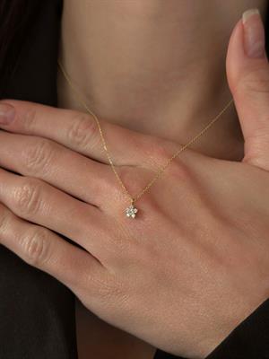 14 Ayar Altın Yonca Figürlü Tasarım Kolye