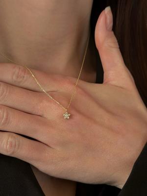 14 Ayar Altın Yonca Figürlü Tasarım Kolye