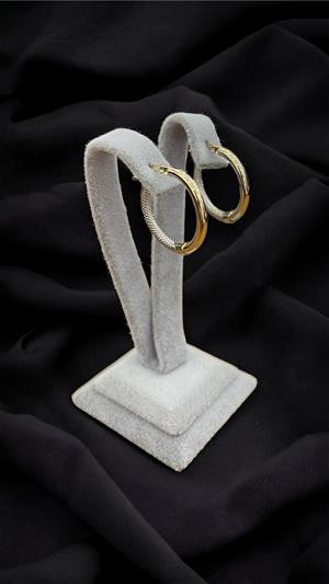 14 Ayar Taşlı Halka Küpe