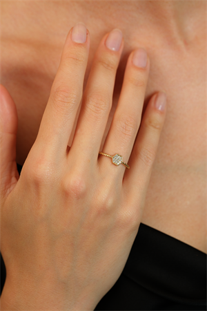 14 Ayar Altın Altıgen Eklem Yüzük