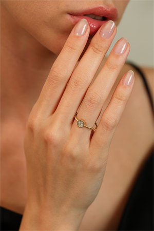 14 Ayar Altın Altıgen Eklem Yüzük