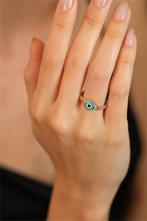 14 Ayar Altın Aqua Eklem Yüzük