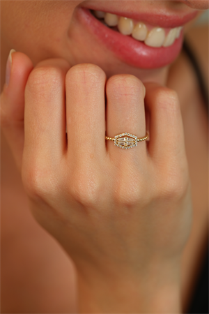 14 Ayar Altın Baget Eklem Yüzük