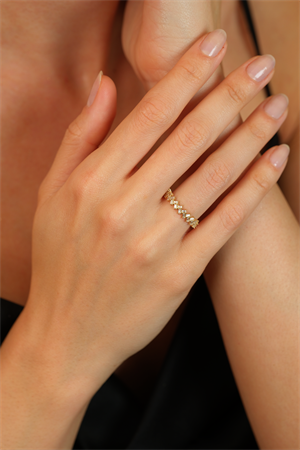 14 Ayar Altın Bagetli Çıtır Yüzük