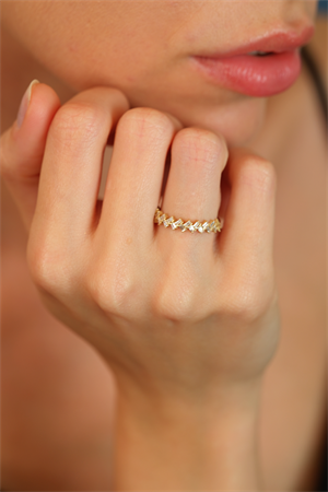 14 Ayar Altın Bagetli Çıtır Yüzük