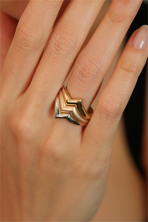 14 Ayar Altın Bumerang Üç Renk Yüzük