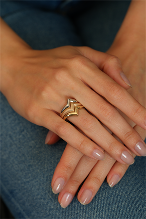 14 Ayar Altın Bumerang Üç Renk Yüzük