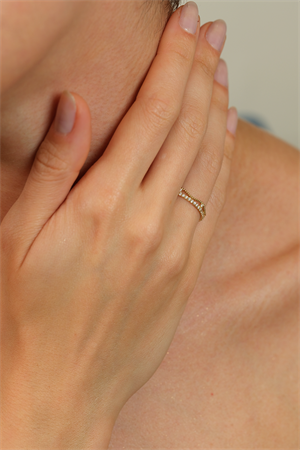 14 Ayar Altın Çiftli Minimal Eklem Yüzük