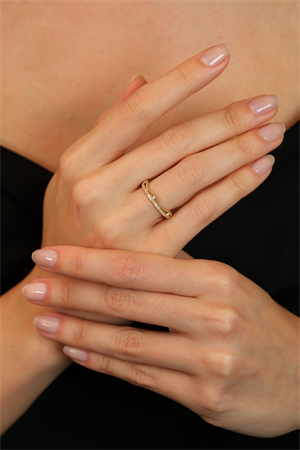 14 Ayar Altın Çiftli Minimal Eklem Yüzük