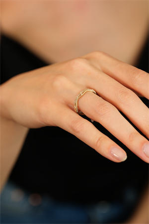 14 Ayar Altın Çiftli Minimal Eklem Yüzük