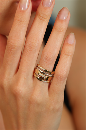 14 Ayar Altın Different Üç Renk Yüzük