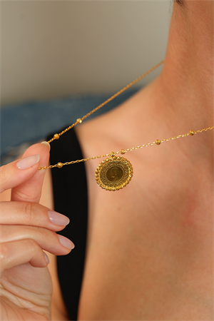 14 Ayar Altın Dorikalı Çeyrekli Kolye