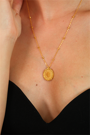 14 Ayar Altın Dorikalı Çeyrekli Kolye