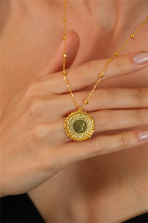 14 Ayar Altın Dorikalı Çeyrekli Kolye