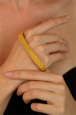 14 Ayar Altın Dört Sıra Örgü Bileklik