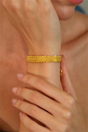 14 Ayar Altın Dört Sıra Örgü Bileklik