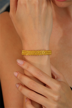 14 Ayar Altın Dört Sıra Örgü Bileklik