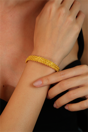 14 Ayar Altın Dört Sıra Örgü Bileklik