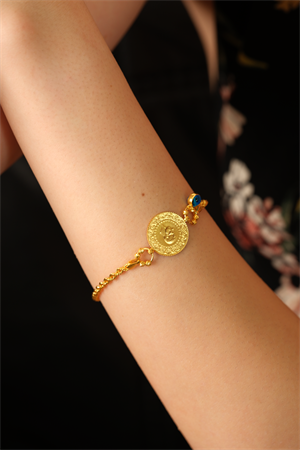 14 Ayar Altın Gözlü Çeyrekli Halat Bileklik