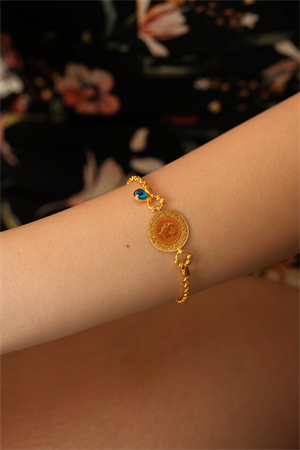 14 Ayar Altın Gözlü Çeyrekli Halat Bileklik