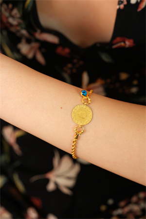 14 Ayar Altın Gözlü Çeyrekli Halat Bileklik