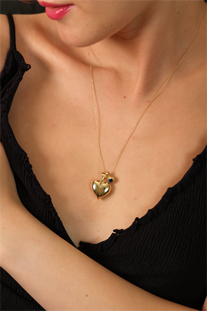 14 Ayar Altın Gözlü Kalp Kolye