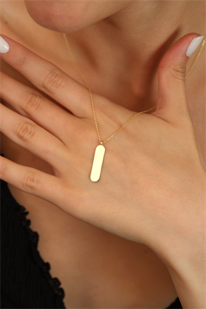 14 Ayar Altın İsimlik Plaka Kolye