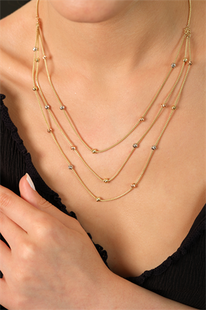 14 Ayar Altın İtalyan Popcorn Üçlü Dorika Kolye