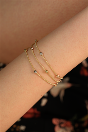 14 Ayar Altın İtalyan Popcorn Üçlü Dorika Bileklik