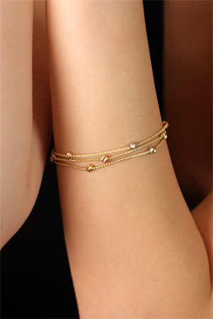 14 Ayar Altın İtalyan Popcorn Üçlü Dorika Bileklik