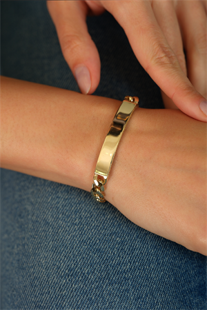 14 Ayar Altın Kalın Plakalı Bileklik