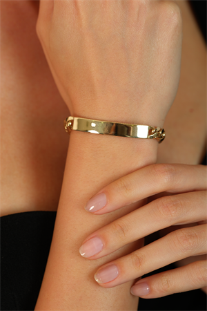 14 Ayar Altın Kalın Plakalı Bileklik