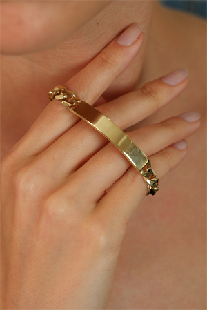 14 Ayar Altın Kalın Plakalı Bileklik