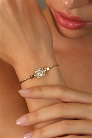 14 Ayar Altın Kare Baget Balık Sırtı Bileklik