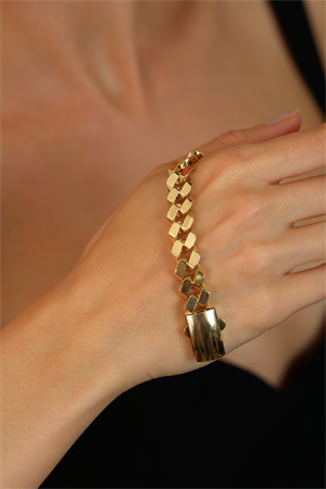 14 Ayar Altın Kare Kesim Gurmet Bileklik