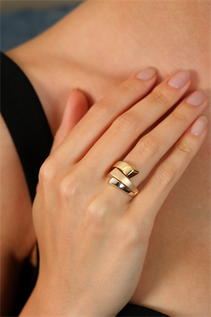 14 Ayar Altın Luster Üç Renk Yüzük