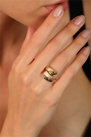 14 Ayar Altın Luster Üç Renk Yüzük