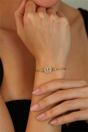 14 Ayar Altın Mini Baget Taşlı İtalyan Bileklik