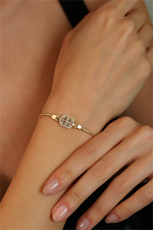 14 Ayar Altın Mini Baget Taşlı İtalyan Bileklik