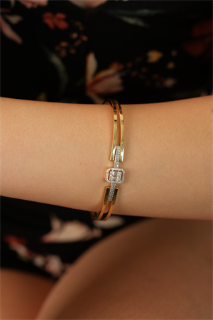 14 Ayar Altın Mini Bagetli Kaburga Kelepçe