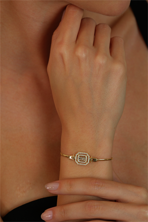 14 Ayar Altın Mini Taşlı Balık Sırtı Bileklik