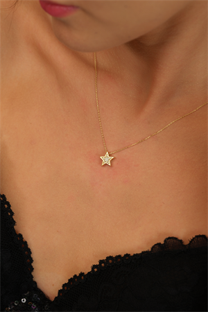 14 Ayar Altın Mini Taşlı Minik Yıldız Kolye