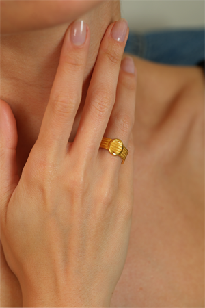 14 Ayar Altın Oval Hasır Yüzük