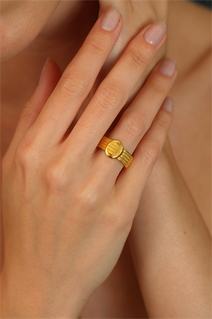 14 Ayar Altın Oval Hasır Yüzük