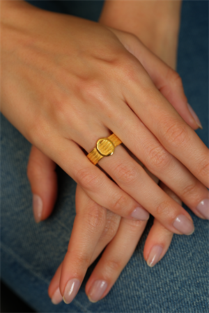 14 Ayar Altın Oval Hasır Yüzük