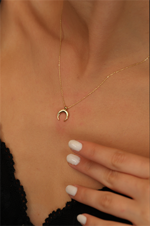 14 Ayar Altın Özel Hilal Kolye