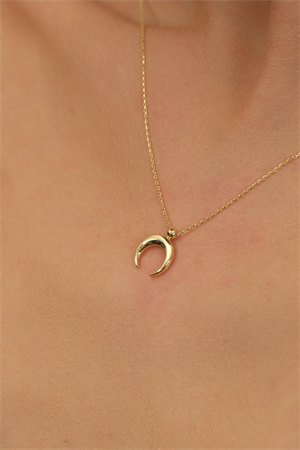 14 Ayar Altın Özel Hilal Kolye