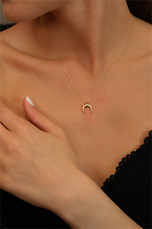 14 Ayar Altın Özel Hilal Kolye